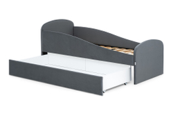 Детская мягкая кровать с ящиком Бельмарко Letmo графит велюр