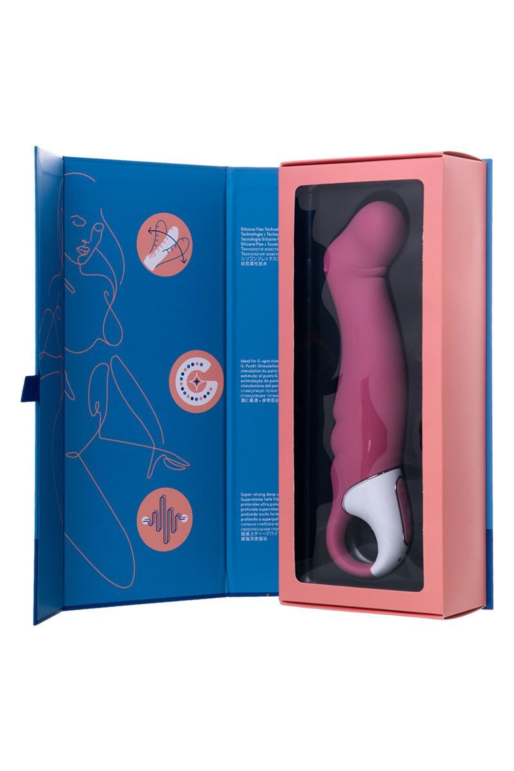 Вибратор Satisfyer Petting Hippo с загнутым кончиком - 22,9 см.