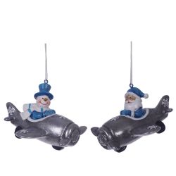 GAEM Фигурка декоративная подвесная "Снеговик/Дед Мороз", L10 W8,5 H7 см, 2в.