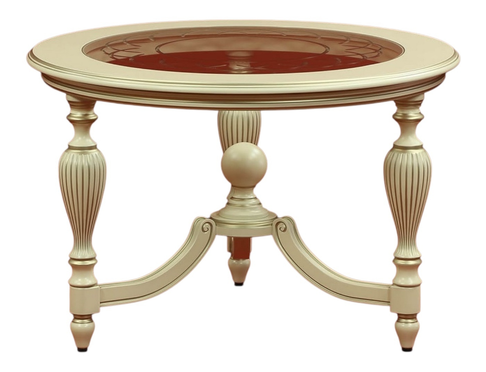 АЛЬТ-91-22 Стол журнальный с вклад. стекл. столешницей Ø830 h=550