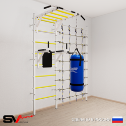 Шведская стенка Sv Sport 52220 (Турник рукоход/Брусья/Цепь/Мешок 22кг/Канатный лаз)
