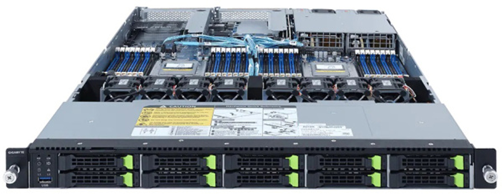 6NR182Z93MR-00 Серверная платформа Gigabyte R182-Z93 1U (2 x Socket SP3 EPYC 7002 up 240W, 32 x DDR4 DIMM 3200MHz, 10 x 2.5 NVMe PCI-e 4.0 HotSwap, 2 x PCIe Gen4 x16, 1 x OCP 3.0 Gen4 Mezzanine x16, 1 x OCP 2.0 Gen3 Mezzanine x8, 1 x M.2 NGFF up 22110 (225W CPU TDP limited), 2 x I350-AM2 1GbE, AST2500, 2x1200W 1#43;1) P/N: 6NR182Z93MR-00