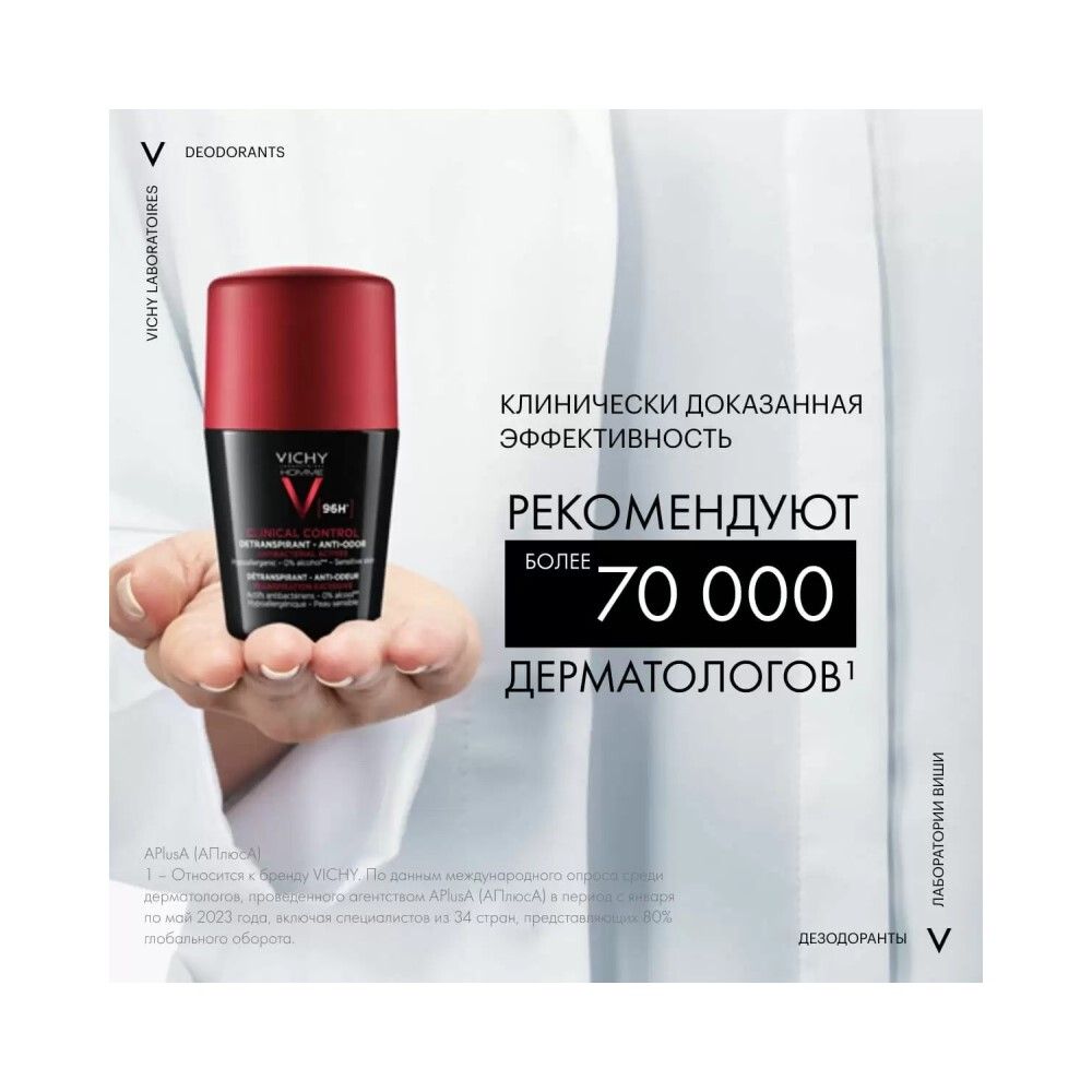 Vichy Homme Deodorant Дезодорант-антиперспирант Clinical Control 96ч, 50 мл