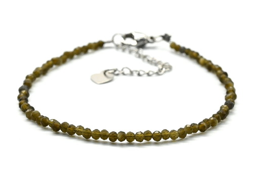 Браслет из обсидиана радужного шарик граненый 2 мм, 17,5 см