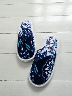 Тапочки махровые синий узор