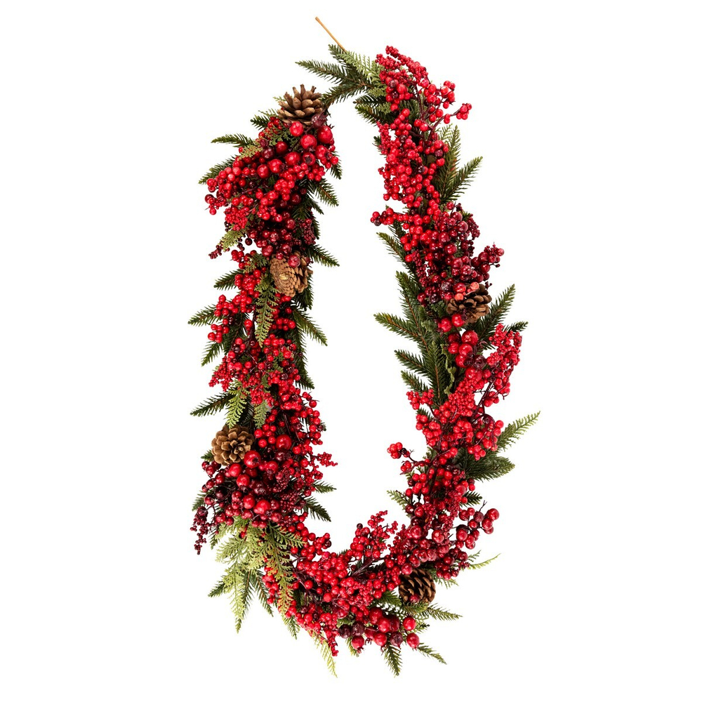 Гирлянда с ягодами и шишками 183 см