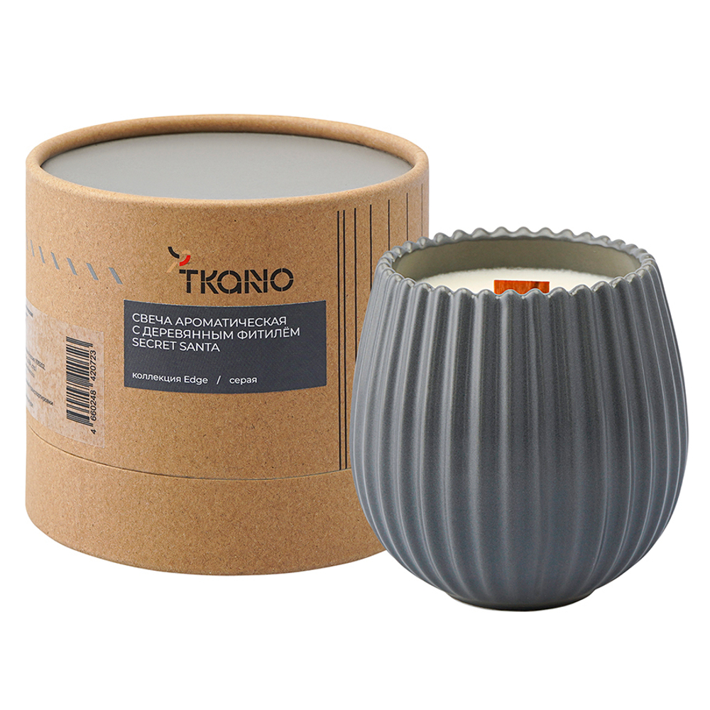 Свеча ароматическая Tkano Edge Secret Santa серая 60ч