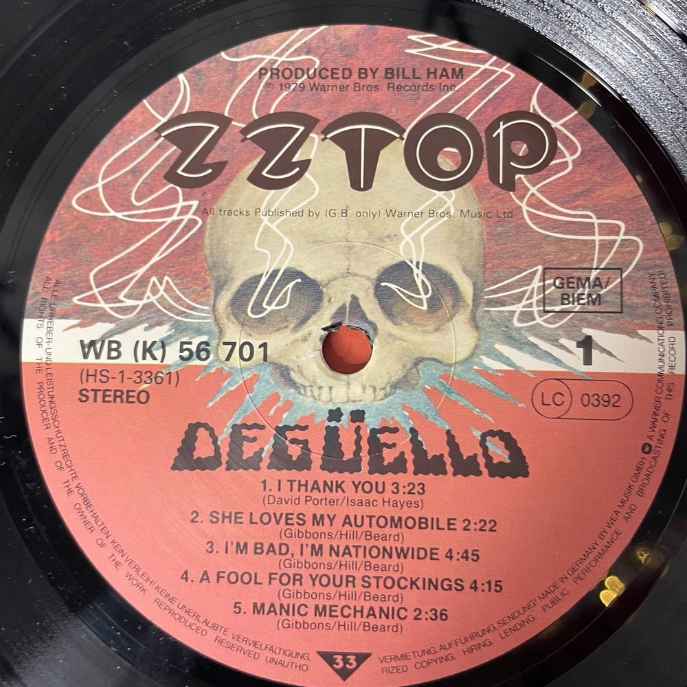 Винтажная виниловая пластинка LP ZZ Top Deguello (Germany 1979)