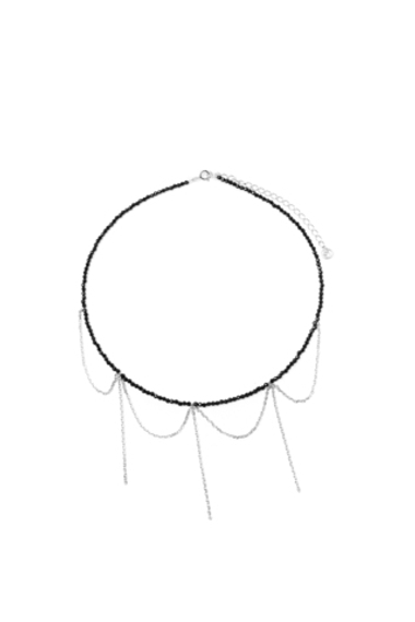 Серебряное колье-чокер из натуральной шпинели с цепочками (3)