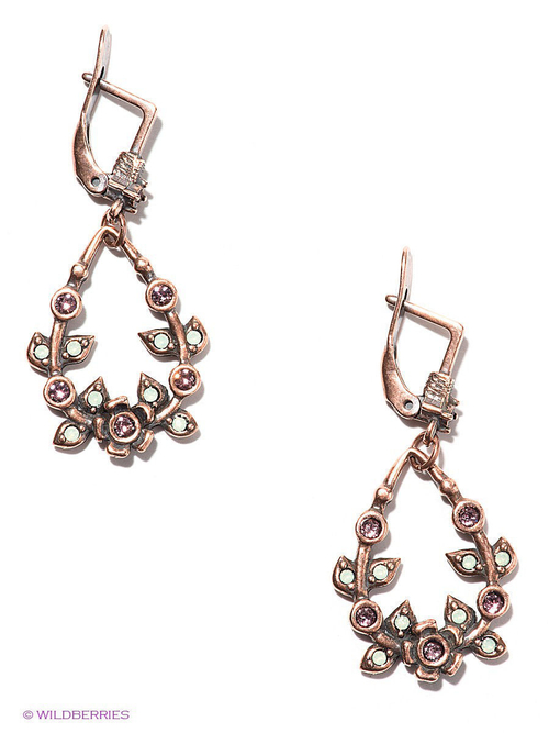 "Пейон" серьги в медном покрытии из коллекции "Пастушка" от Jenavi  с английским замком