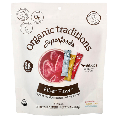 Organic Traditions, Fiber Flow™, ассорти из 12 стиков, 118 г (4,1 унции)