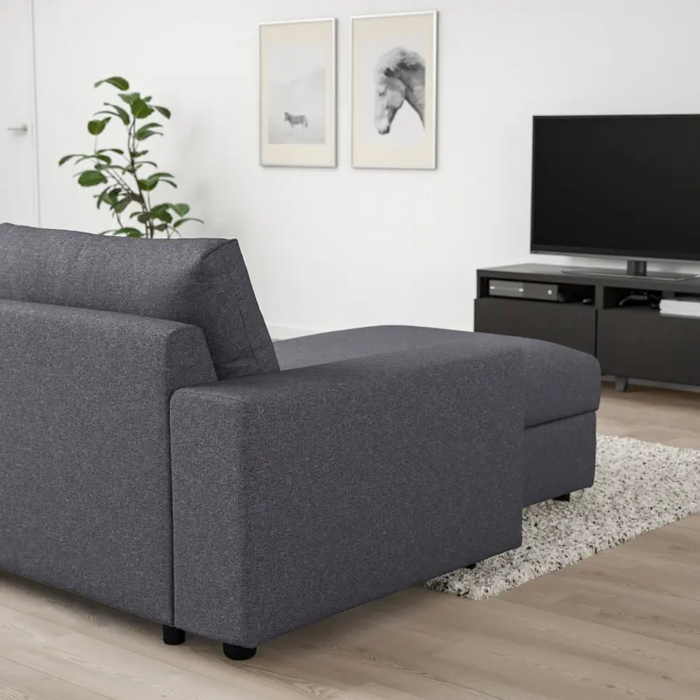 Кресло-кровать - IKEA VIMLE, 125х164х83 см, серый, ВИМЛЕ ИКЕА