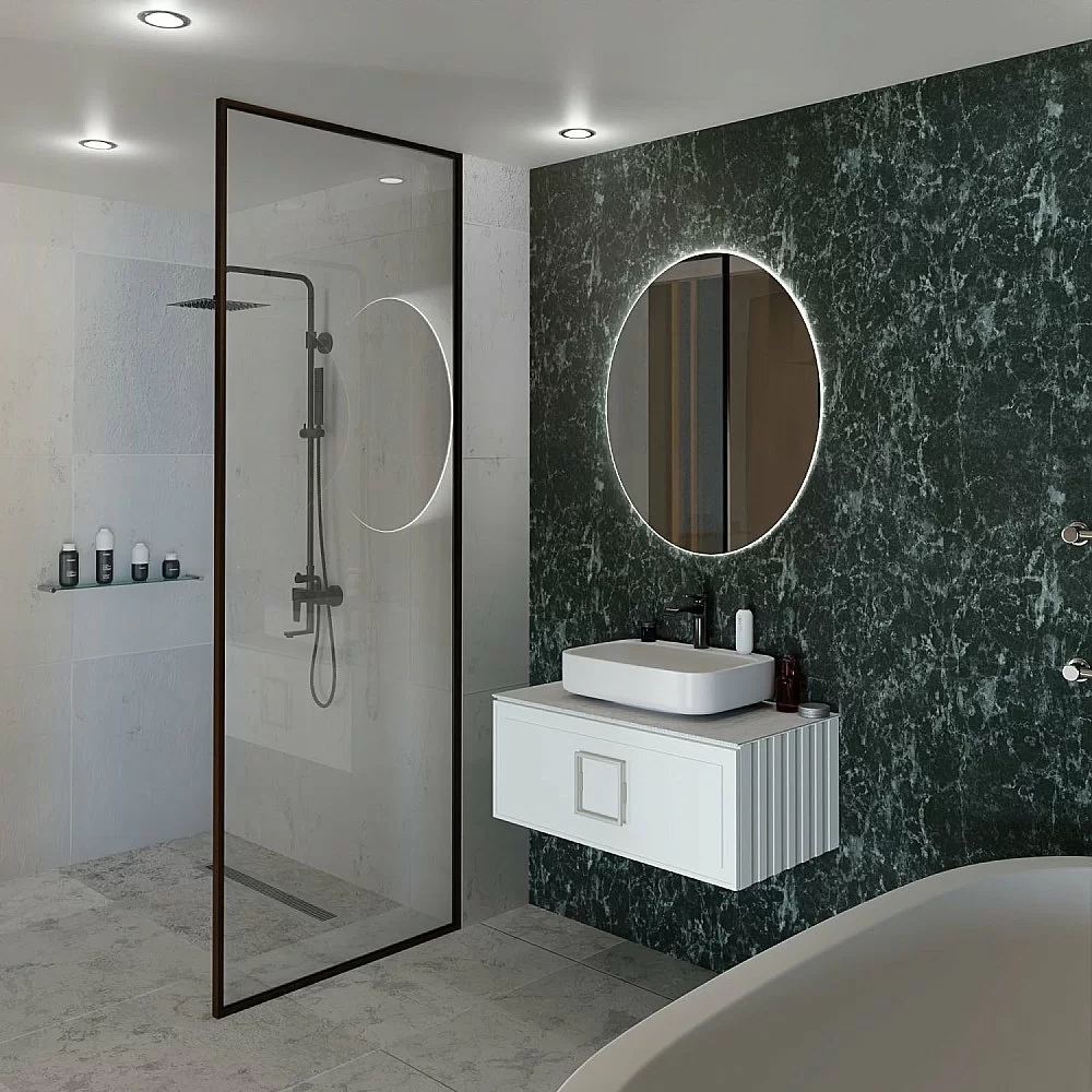 Тумба с раковиной LA FENICE Cubo Bianca 100 белая, столешница белая/ручка белая