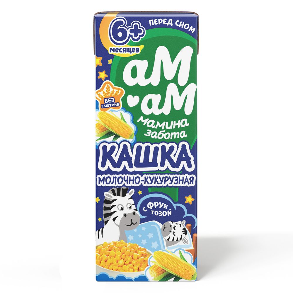 АМ-АМ Готовая кашка перед сном молочно-кукурузная для детей от 6 мес.