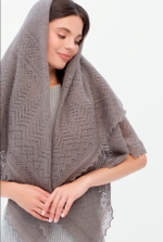 Оренбургский пуховый платок П2-125-03 серый