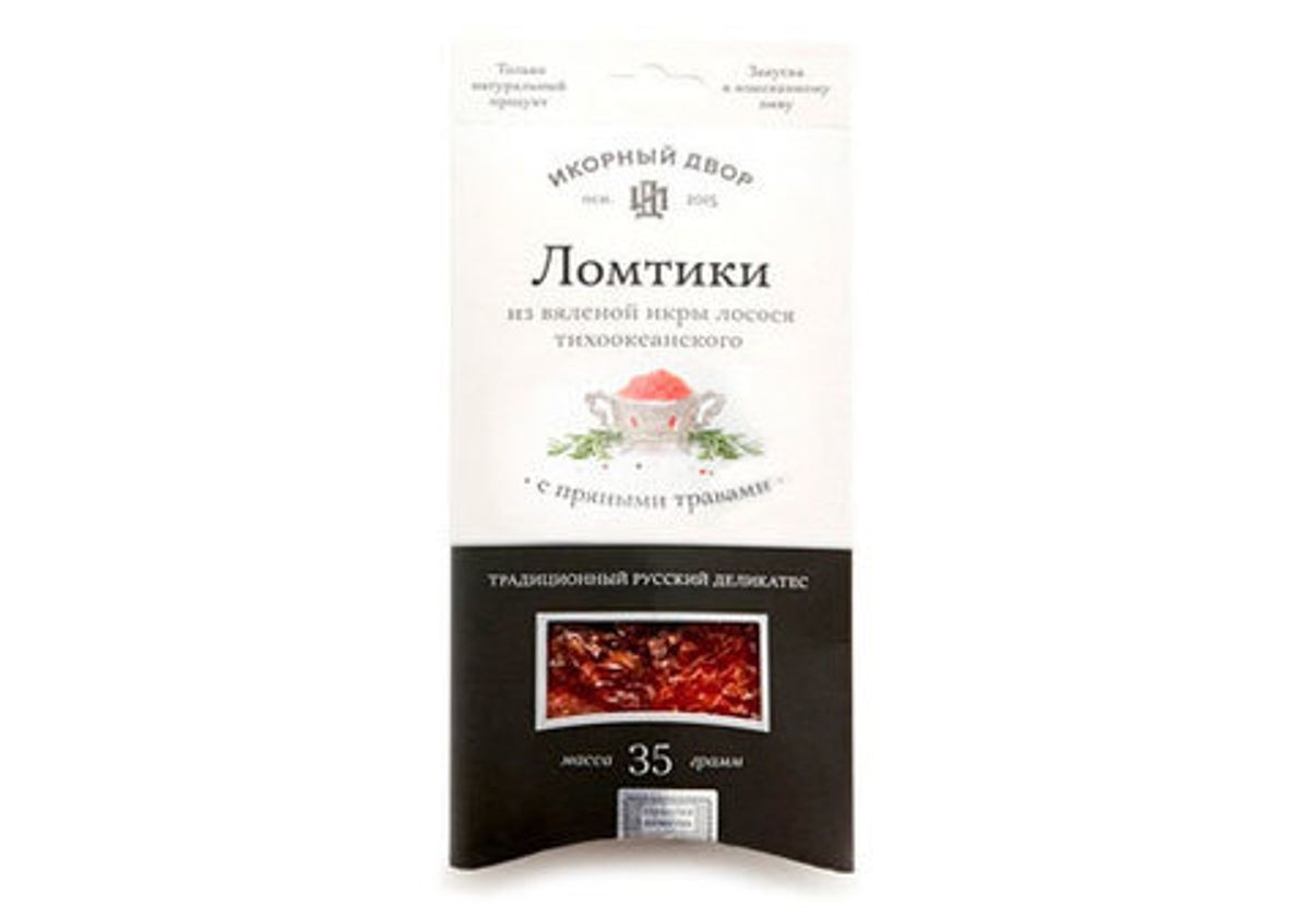 Ломтики из вяленой икры лосося тихоокеанского с пряными травами, 35г