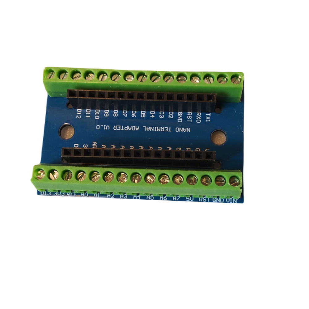 Плата Arduino NANO с шилдом под клеммы IO Shield (клеммы припаяны)