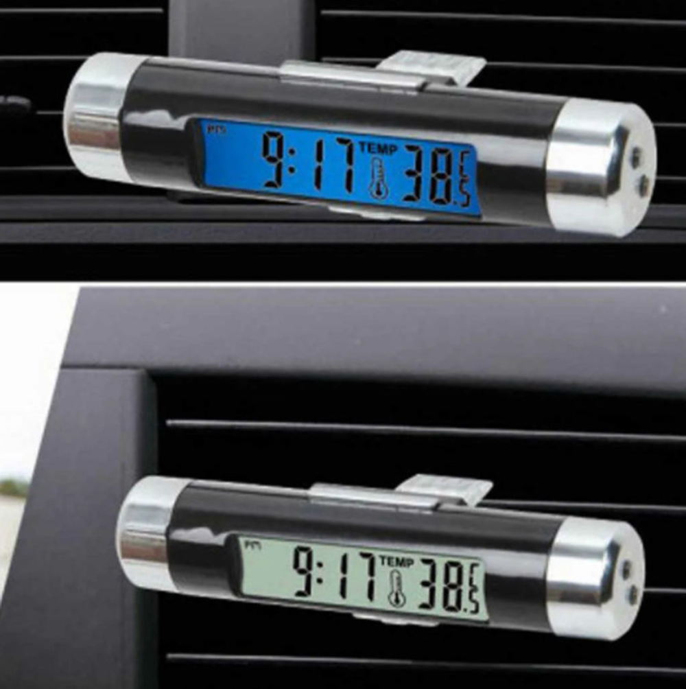 Часы с термометром автомобильные на печку с подсветкой