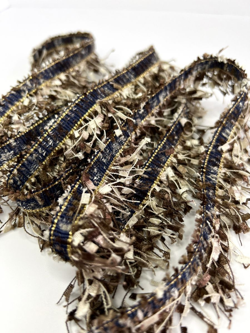 Тесьма с бахромой твидовая букле травка 35мм (1,5м в уп)