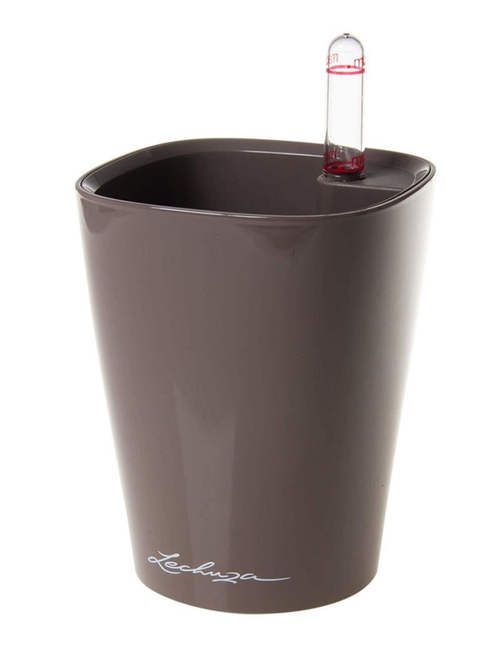 Кашпо Lechuza "Mini Deltini Complete taupe high gloss" (пластик), 10xH13 см