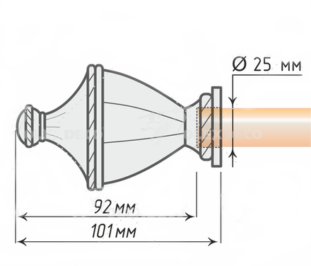 Наконечники "Амира" d25 мм, цвет золото глянец