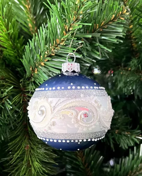 Стеклянный шар Метель, 1 шт., бело-синий, Irena CO (91717)