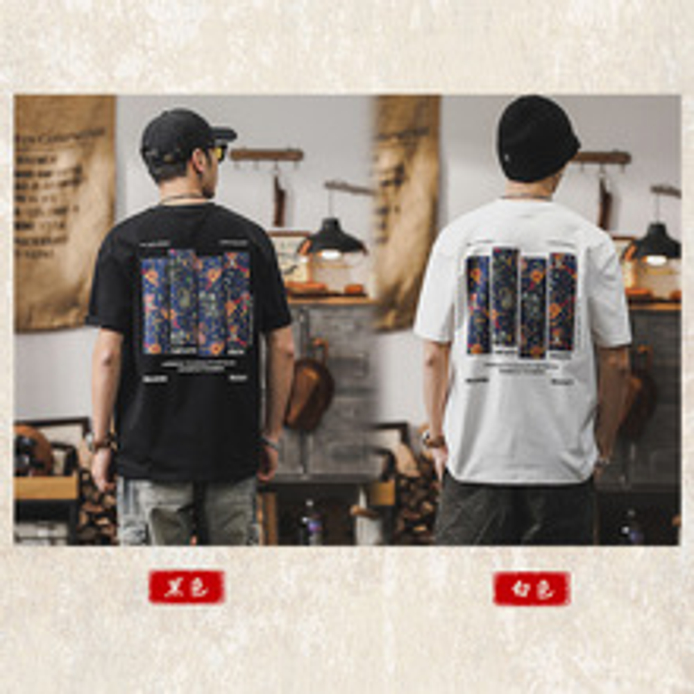 Футболка мужская с короткими рукавами JerRenault американская ретро, новая модель прилива свободная мужская футболка