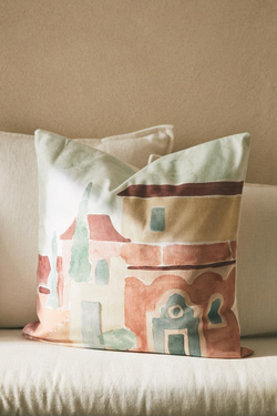 ZARA HOME ЧЕХОЛ ДЛЯ ДЕКОРАТИВНОЙ ПОДУШКИ С ПРИНТОМ, РАЗНОЦВЕТНЫЙ