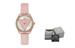 GUESS Wrist Watch Quartz Movement Leather Strap Pink Watch Dial Women"s Watch