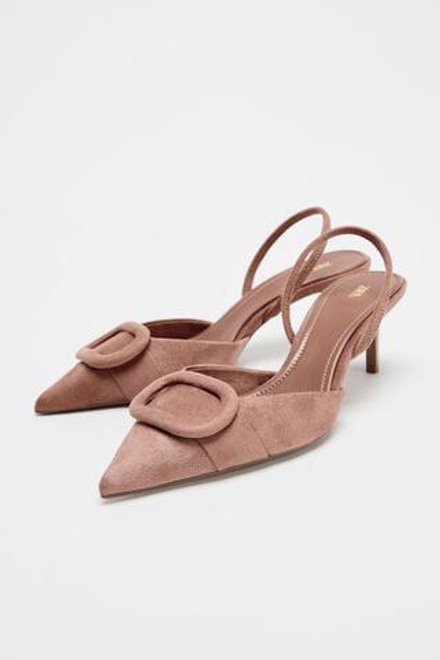 ZARA ТУФЛИ-МЮЛИ С ДЕКОРАТИВНЫМИ ДЕТАЛЯМИ, РОЗОВЫЙ