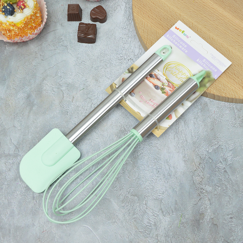 Набор кухонных принадлежностей силиконовый: лопатка+венчик, 26*6см