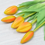 Цветы искусственные Тюльпаны букет 5шт, силикон, цвет оранжевый
