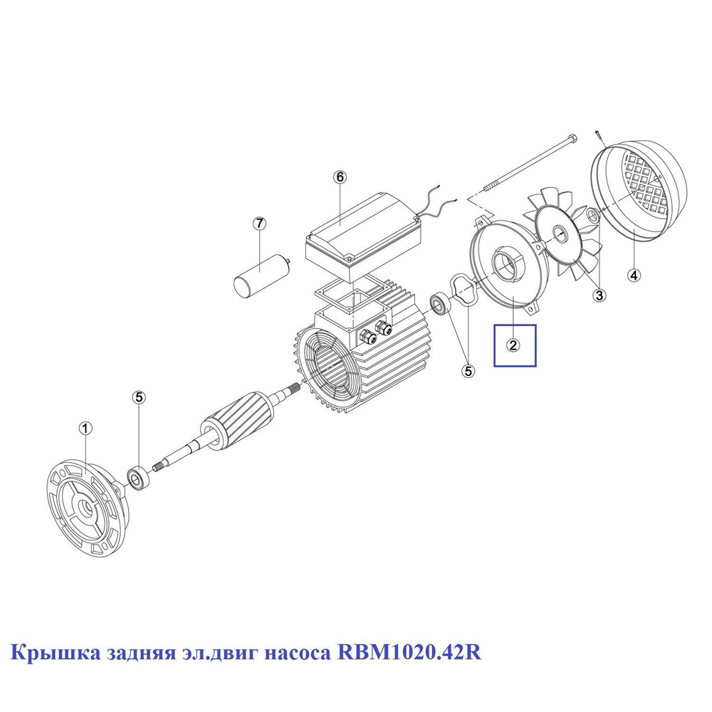 Крышка задняя эл.двиг насоса KA/KAP 250-450 (MEC-90) 7304.A/ RBM1020.42R/ RMOT0002.04R