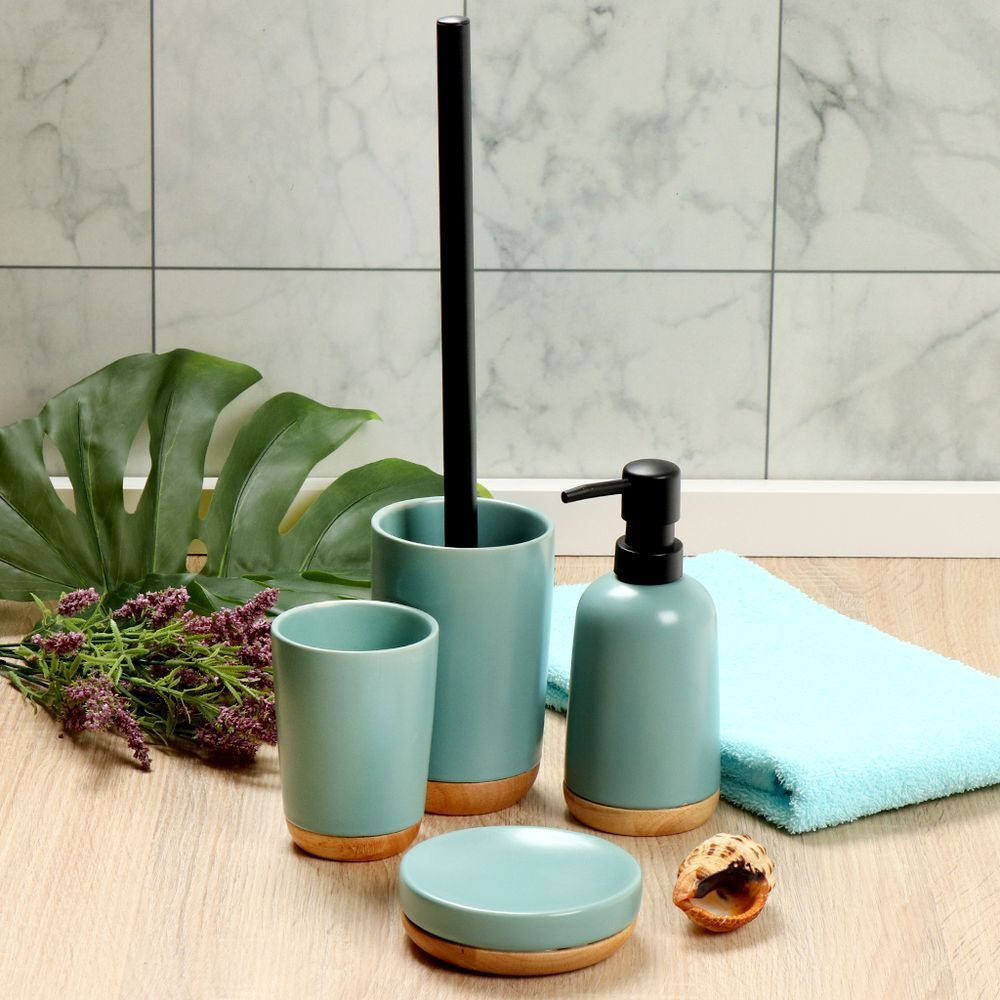 Дозатор для жидкого мыла, Бамбук, керам, 7.6x12/17.5 см, бирюз, CE2504CA-LD