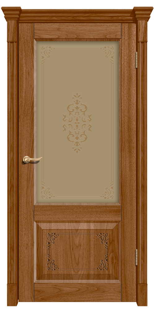 Межкомнатная дверь Plain 4 / Цвет Орех натуральный 2 / Стекло "Бронза витраж прозр. контур" / Двери Верда