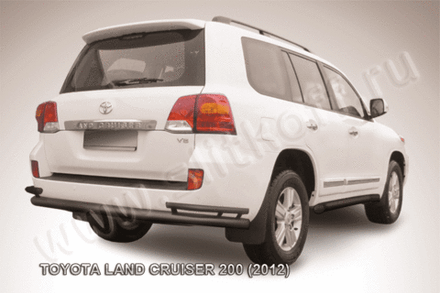 Защита заднего бампера Toyota Land Cruiser 200 (2012-2015) уголки d76+d42 черная