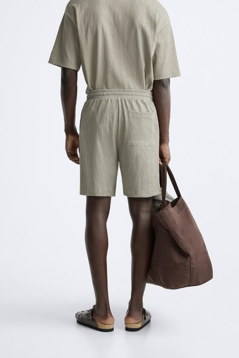 ZARA ШОРТЫ ИЗ РЕЛЬЕФНОЙ ТКАНИ, МЯГКИЙ ЗЕЛЕНЫЙ