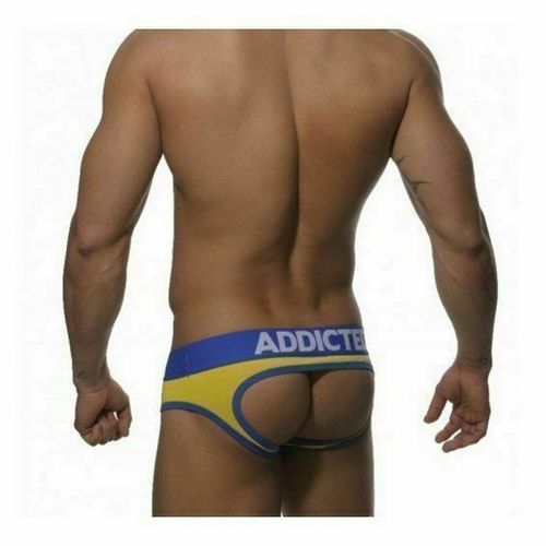 Мужские трусы джоки желтые с синей резинкой Seobean Addicted