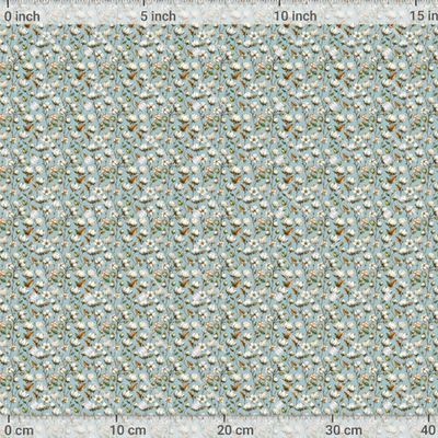 Цветущие веточки хлопка на серо-голубом фоне by SokolovaE 1071 DPI