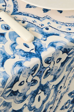 ZARA HOME МОЗАИЧНАЯ СКАТЕРТЬ С ПОЛИМЕРНЫМ ПОКРЫТИЕМ, СИНИЙ