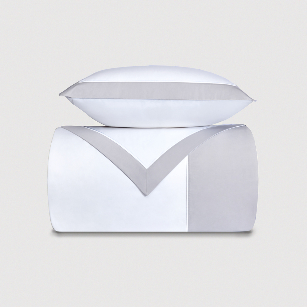 Постельное белье 2 спальное евро Сlaire&Caroll Frame белое с серым