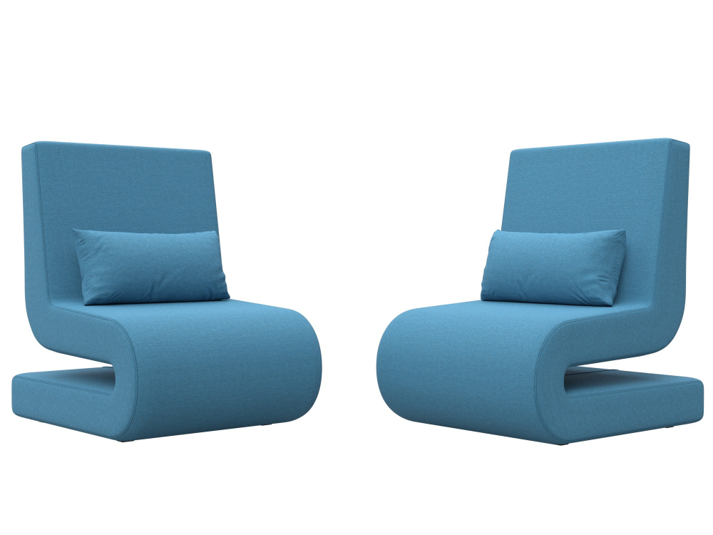 Кресло Волна (2 шт.), Амур 10 голубой, Рогожка, 125633