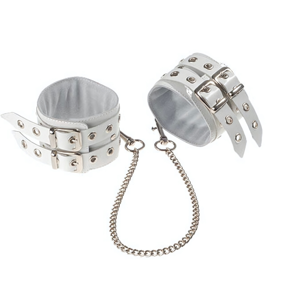Кожаные оковы на ноги с цепью (белые) (Цвет: белый)