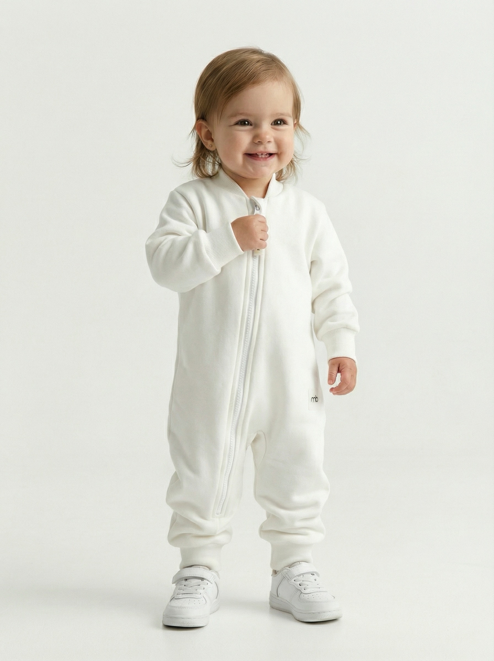 Комбинезон из футера без начеса, Молочный