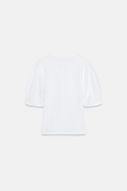 ZARA ФУТБОЛКА ИЗ ПЛОТНОГО ХЛОПКА С КОРОТКИМ РУКАВОМ, БЕЛЫЙ