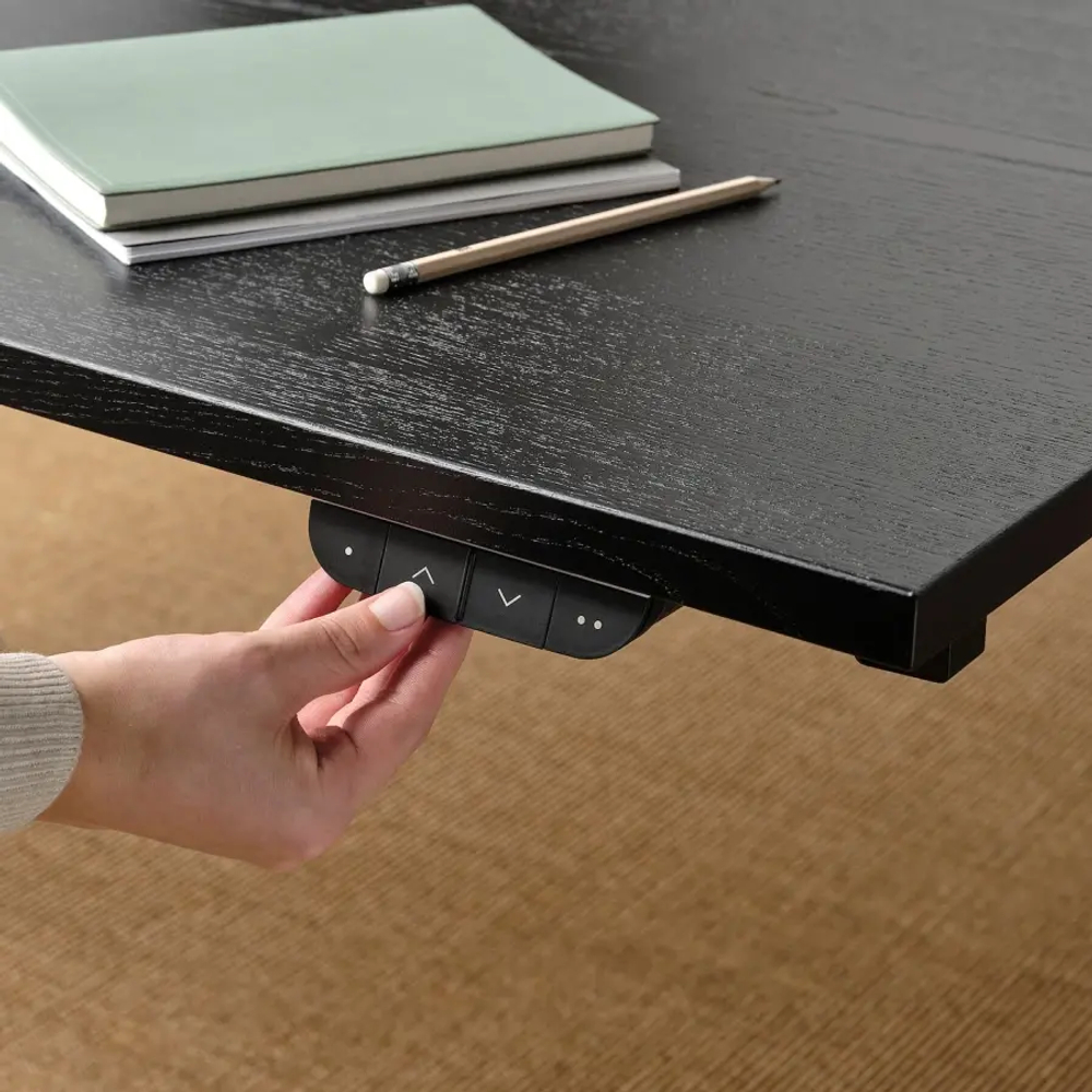 Письменный стол с регулировкой по высоте - IKEA MITTZON/МИТТЗОН ИКЕА, 140х80х62-126 см, черный