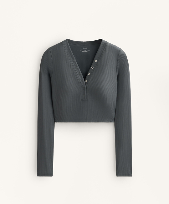 Oysho Лонгслив Comfortlux в рубчик, антрацитово-серый