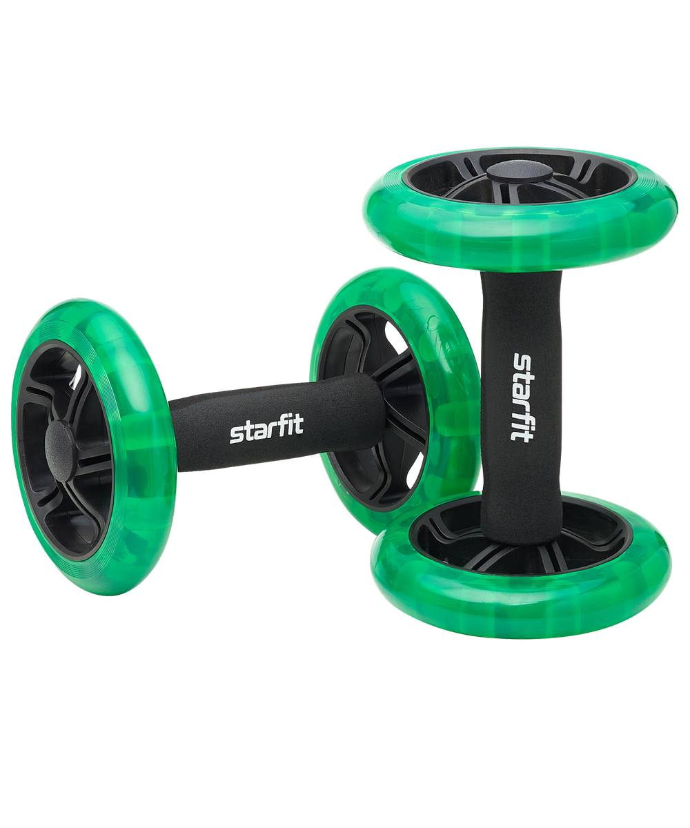 Ролики для пресса раздельные RL-107, черный/ярко-зеленый