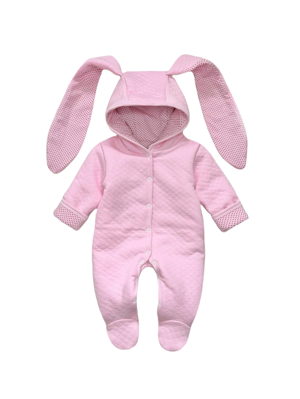 Комбинезон с ушками «Горошек» (розовый) (без утеплителя)