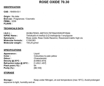 ROSE OXIDE 70.30 / РОЗА ОКСИД 70.30 CAS 16409-43-1